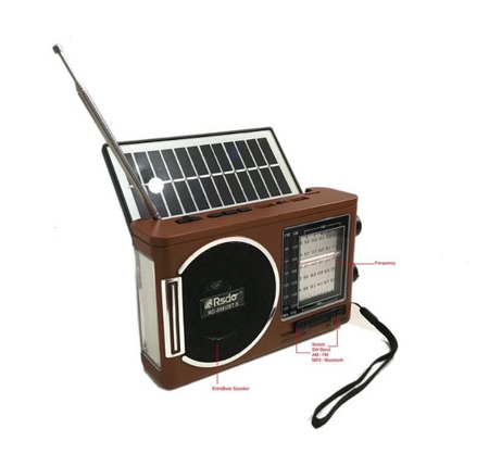 Bezprzewodowy głośnik Bluetooth FM/AM/MP3 Radio solarne ze światłem LED