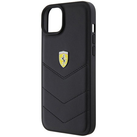 Etui Ferrari Quilted Metal Logo do iPhone 15 Plus - czarne