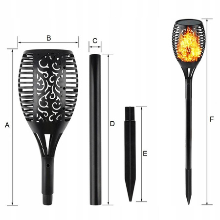 Lampka ogrodowa POCHODNIA IP 65 58cm 4 szt