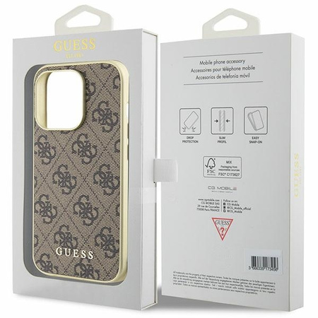 Etui Guess 4G Charms Collection do iPhone 15 Pro - brązowe