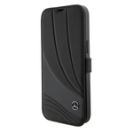 Etui Mercedes Leather Wave Patern na iPhone 15 Pro - czarne
