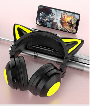 Bezprzewodowe słuchawki z Bluetooth Kocie Uszy z dwustronnym mikrofonem redukcja szumów 
