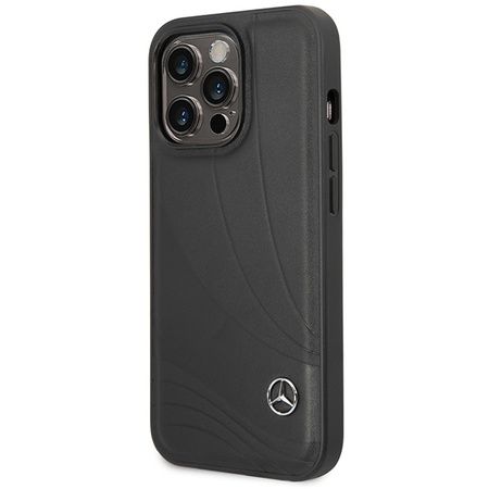 Etui Mercedes Leather Wave Patern na iPhone 14 Pro - czarne