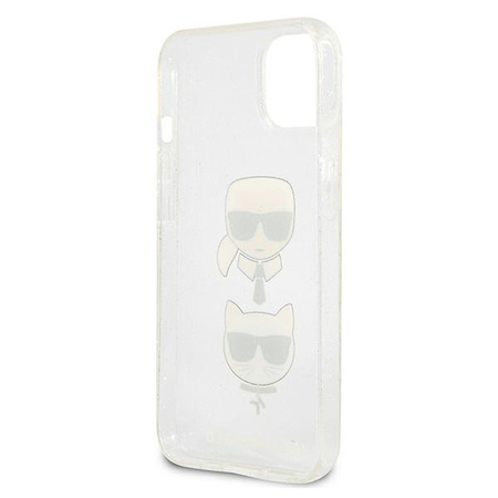 Etui Karl Lagerfeld Glitter Karl's & Choupette Head na iPhone 13 mini - srebrne