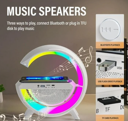 BT 2301 Głośnik Bluetooth 3 w 1 + Ładowarka bezprzewodowa + Lampka LED Model Ładowanie bezprzewodowe LED RGB