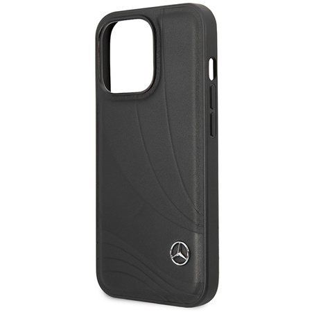 Etui Mercedes Leather Wave Patern na iPhone 14 Pro - czarne