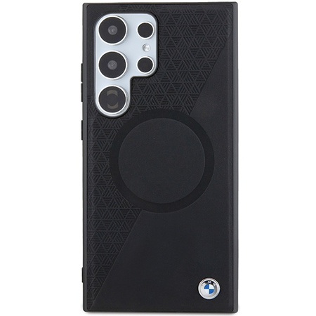 Etui BMW Signature Leather Half Textured & Circle MagSafe na Samsung Galaxy S24 Ultra - czarne