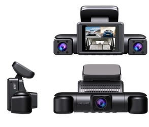 Rejestrator samochodowy HD 1080P z nagrywaniem w pętli, noktowizorem, Podwójna kamera samochodowa z 4 obiektywami, 