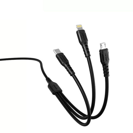 Kabel USB 3w1 Lightning Micro USB USB-C