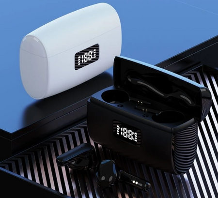 SŁUCHAWKI BEZPRZEWODOWE DOUSZNE Z FUNKCJĄ POWERBANK - SMART TOUCH