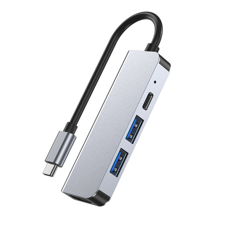 HUB Tech-Protect V2 4w1 USB-C - USB-A 3.0 / USB-A 2.0 / USB-C / HDMI - szary