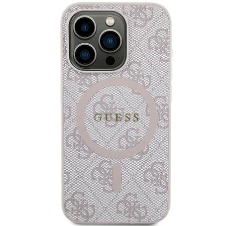Etui Guess 4G Collection Leather Metal Logo MagSafe na iPhone 13 Pro / iPhone 13 - różowe