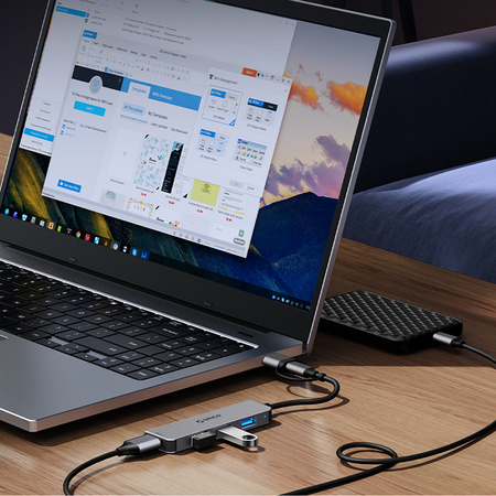 Hub USB-A/USB-C Orico YSB4-U2 stacja dokująca 2x USB-A 2.0 + 1x USB-A 3.0 + 1x USB-C 2.0 + 1x USB-C - szary