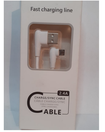 Kabel USB- wtyk kątowy micro usb 1m 2,4a