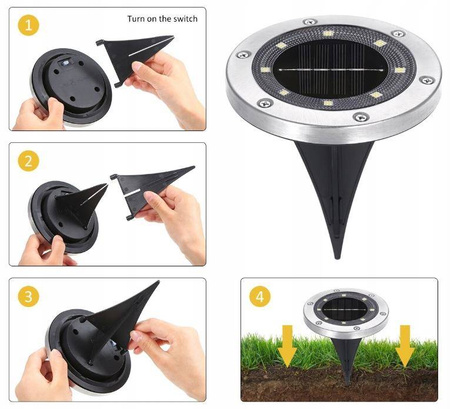 LAMPKI SOLARNE GRUNTOWE DISK LIGHT 4 szt RGB KOLOR